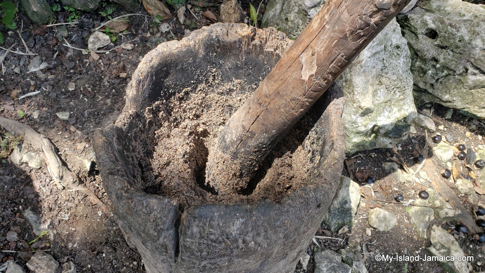 Authentic Jamaican Black Castor Oil | Beating with Mortar and Pestle