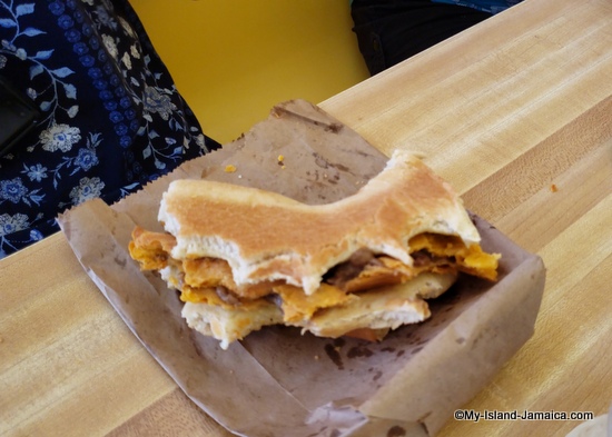 falmouth_jamaica_food_tour_patty_and_cocobread_eaten