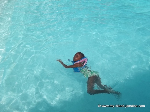 karena (leah) swimming at fdr resort jamaica pool