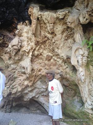 Jamaican Cave with carvings