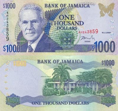 jamaica 1000 dollars bank note