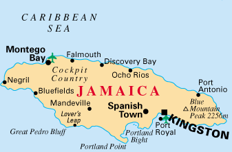 map of jamaica