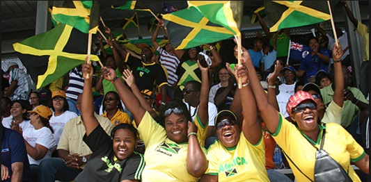 Jamaicans Celebrating With Flags