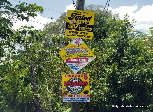 jamaica event signs on the road