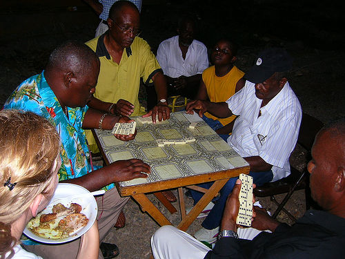 playing domino with friends