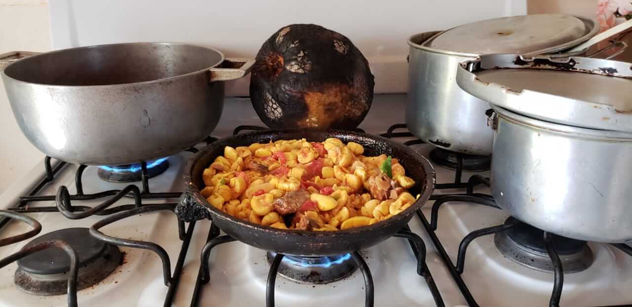 Jamaican Ackee and Saltfish (With Roasted Breadfruit In The Background)