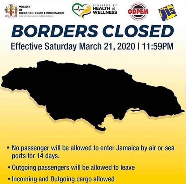 Jamaica's borders closed to passenger entry for 14 days