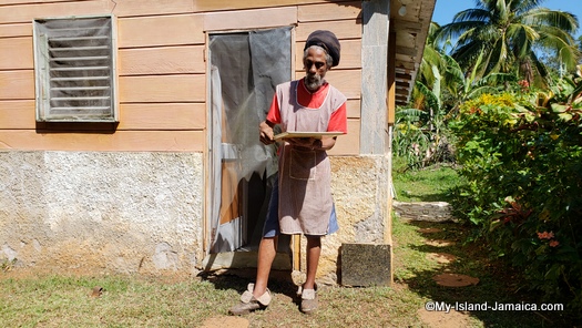 Mr. Atkinson at his cocoa bean farm