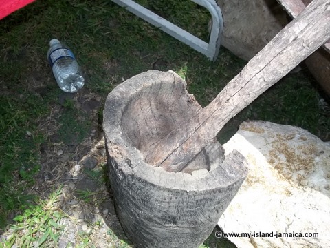 Traditional jamaican mortar and pestle
