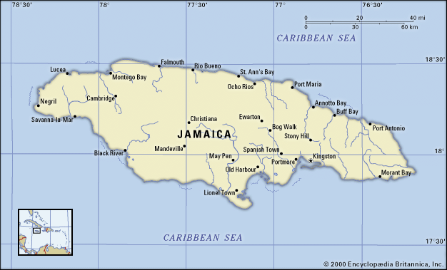 map of jamaica