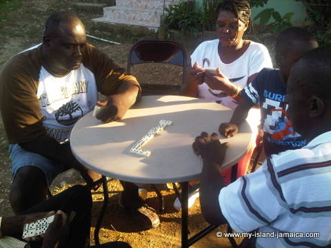 playing dominoes