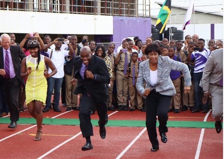 The Most Honourable Portia Simpson Miller at the opening of the track at Kingston College (Photo: Instagram)