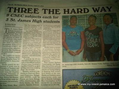 Newspaper Article Highlighting St. James High Students