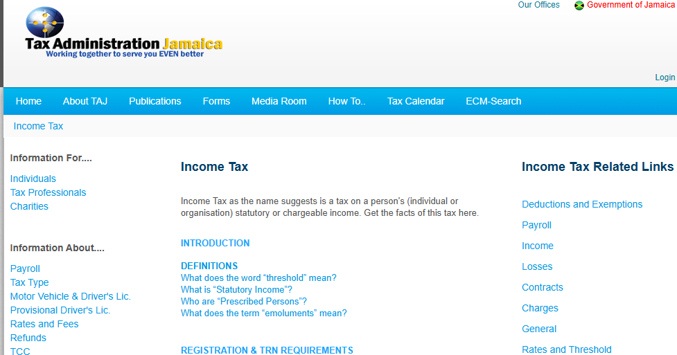 tax office website jamaica