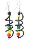 Beaded Spiral Rasta Earrings