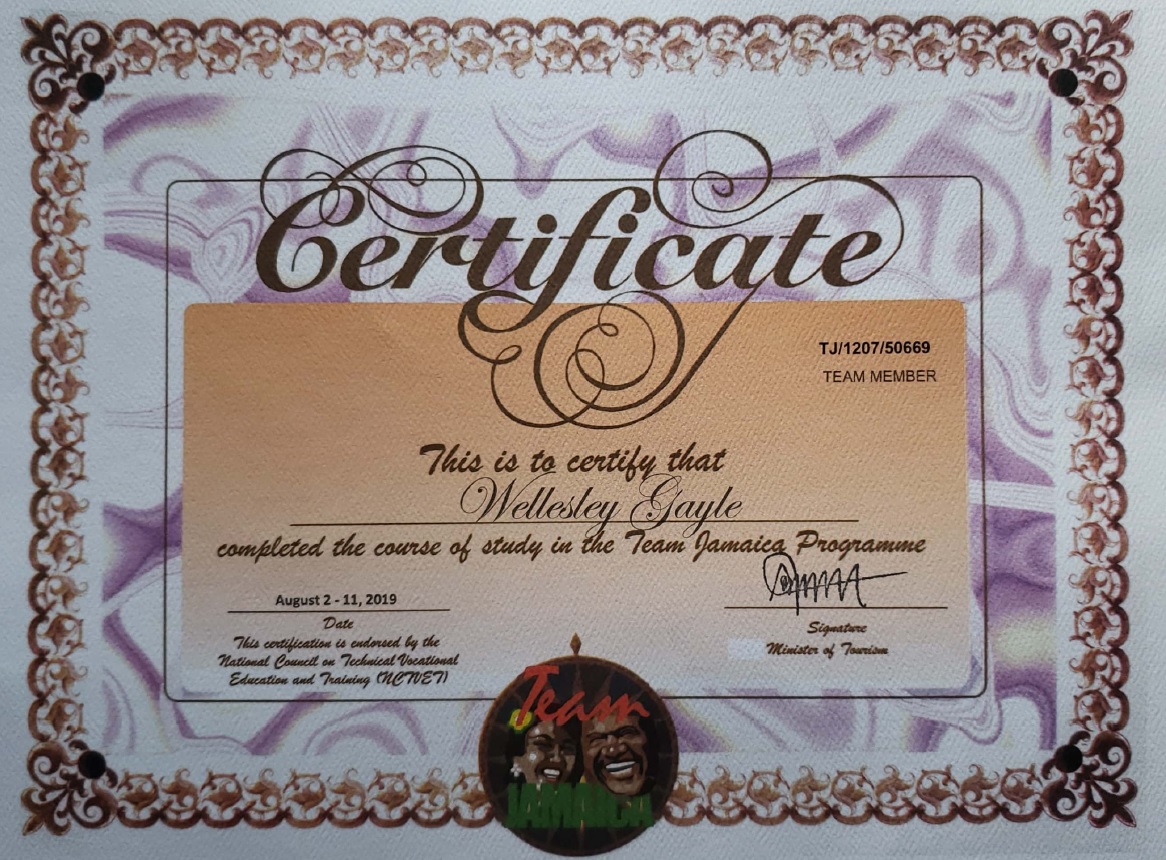 wellesley_gayle_team_jamaica_certificate