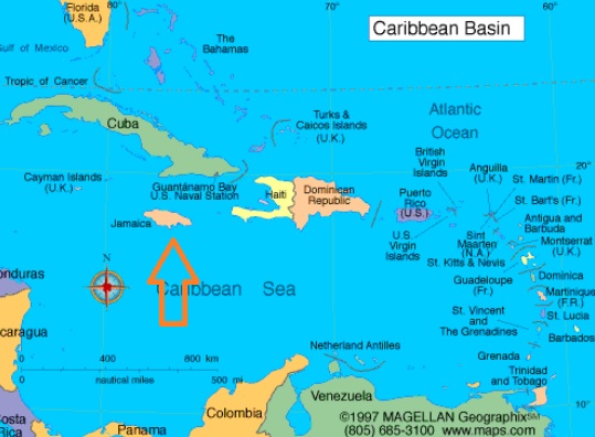 map of the caribbean -<br> who_are_jamaicas_neighbours