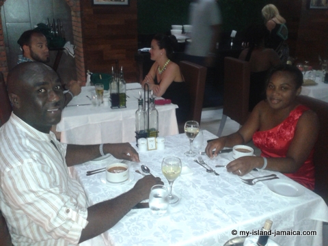 Wife and I awaiting dinner at the Italian restaurant